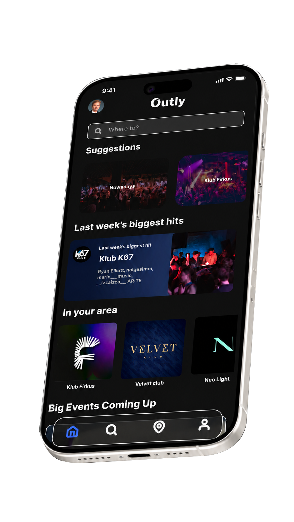 Outly app home screen preview